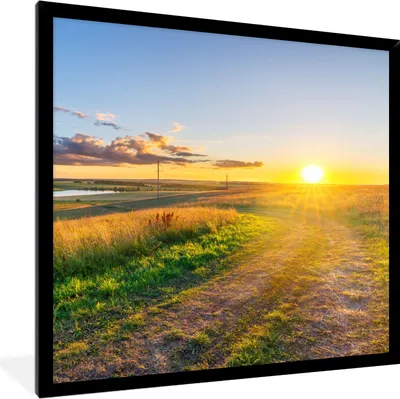 Produktbild von MuchoWow® Gerahmtes Poster Sonne - Natur - Landschaft 40x40 cm - Poster mit Schwarzem Bilderrahmen Wandposter Rahmen Foto Bilder - Mit Rahmen - Wanddekoration Schlafzimmer