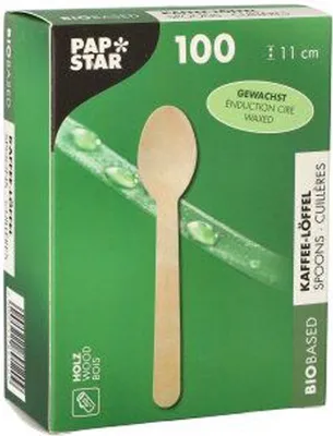 Produktbild von PAPSTAR Holz-Kaffeelöffel "pure" gewachst Länge: 110 mm 100 Stück