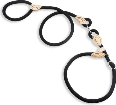 Produktbild von Monkimau Hundeleine mit Zugstopp Halsband Set für große Hunde - Leine Nylon schwarz, 1,4cm x 150cm