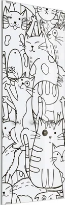Produktbild von DEQORI Kleiderhaken aus Glas 50x125 cm 'Comic-Katzen' Wand Garderobe Paneel Haken modern