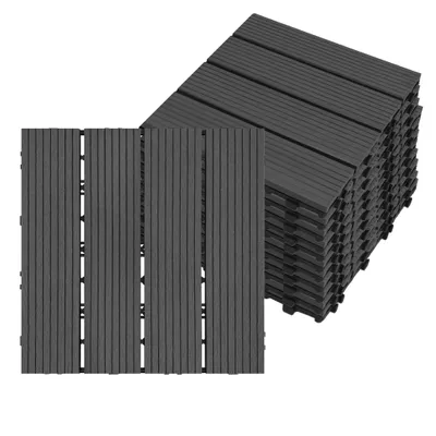 Obrázok produktu pre TRMLBE 22x dlaždice WPC dlaždice na terasu a balkón Montovateľné záhradné click dlaždice so vzhľadom dreva Spolu cca 2m² (30x30cm/kus, antracit)