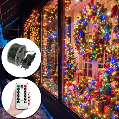 Productafbeelding van UISEBRT LED koperdraad decoratielamp, 100 meter, 1000 LED's, multicolor, koperdraad verlichting, decoratielamp met afstandsbediening, timer, geheugenfunctie, 8 lichtmodi