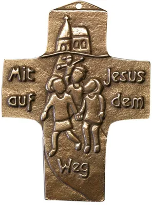 Produktbild von Kommunionkreuz 10 cm Kinder Mit Jesus auf dem Weg