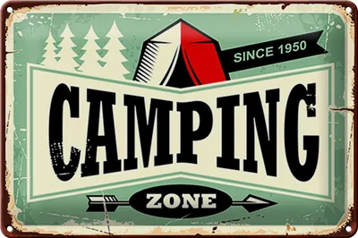 Produktbild von Blechschild Retro 30x20cm Camping Zone Outdoor Abenteuer
