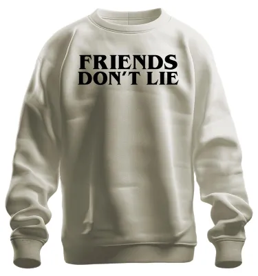Imagen del producto de Sudadera uni para amantes de series retro, diseño "Los amigos no mienten", ideal para fans, color natural, talla XL
