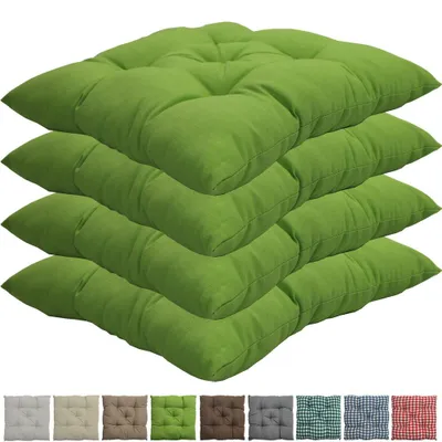 Produktbild von Stuhlkissen Genua 38x38 cm 4er Pack Sitzkissen mit Steppung, Farbe:Grün