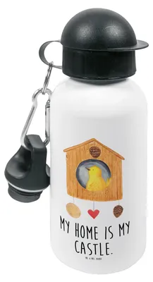 Produktbild von Mr. & Mrs. Panda Trinkflasche Vogel Haus - Weiß - Geschenk, Zuhause, Sportflasche, Wasserflasche, Familie, Castle, Kindergarten, Kinder, Kinderflasche, Lustige Sprüche