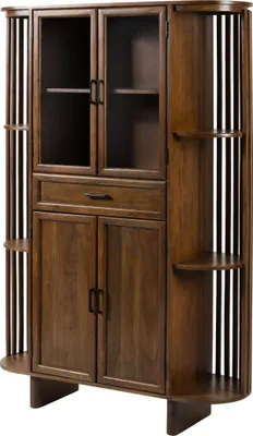 Produktbild von MASSIVMOEBEL24 Vitrine Akazie 120x40x178 natur lackiert MADRID #50