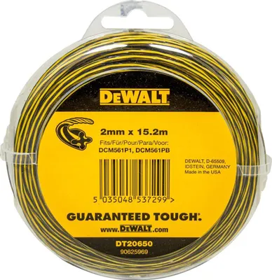 Produktbild von DeWALT DT20651-QZ - Repuesto de hilo 2mm x 68.6m para desbrozadoras DCM561P1 y DCM561PB, String trimmer line, Schwarz, Gelb, 68,6 m, DCM561P1, DCM561PB, 2 mm