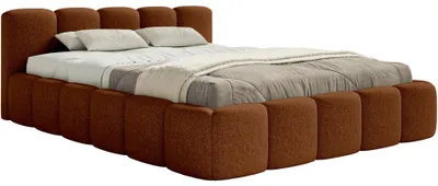 Produktbild von Selsey Cloudy Low - Polsterbett 180x200 cm, wasserabweisende Chenille, Kupfer