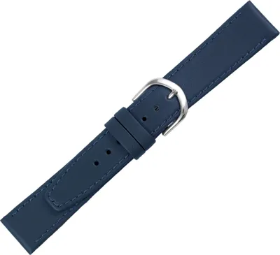 Produktbild von Minott > Uhrenarmband XL Kalbsleder blau > Verlauf > Ton in Ton Naht, Stegbreite:12mm, Schließe:Silbern