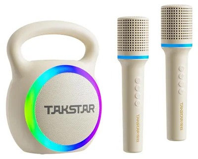 Produktbild von 15-W-Karaoke-Gerät mit 2 kabellosen Mikrofonen Mikrofon und Lautsprecher KTV-Set RGB-Lichteffekte Handmikrofon Tragbares Karaoke-System Wiederaufladbar