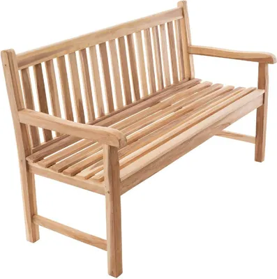 A wooden garden bench on a white background.