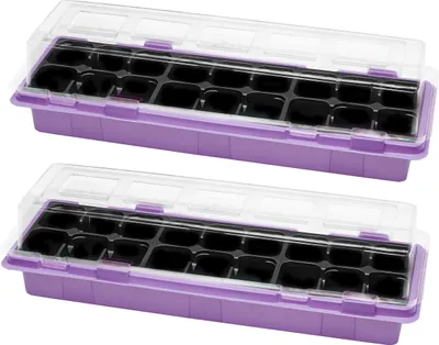 Produktbild von Garronda Mini Gewächshaus Anzuchtkasten Pflanzen im Innenbereich Anzuchttöpfe GD-0043 (47x16 cm; Violett, 2 Stück)