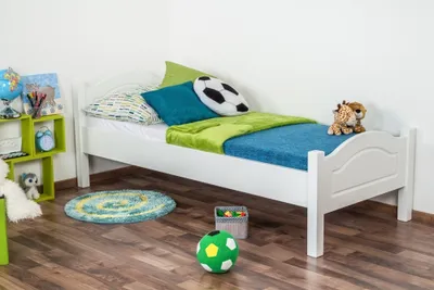 Produktbild von Bettrahmen für Kinder / Kinderbett 80 x 200 cm | Massivholz: Buche | Weiß Lackiert