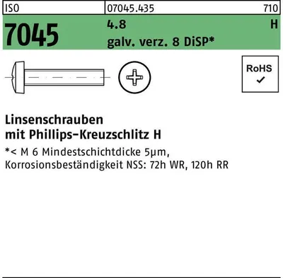 Produktbild von Reyher  Flachkopfschrauben ISO 7045 4.8 M 4x10 -H Zn8 (2000 Stück)