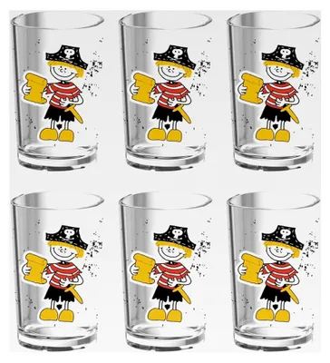 Produktbild von 6er Set Kinderbecher PIRATES, 0,2 L, Kunststoff, Eckig, Wiederverwendbar