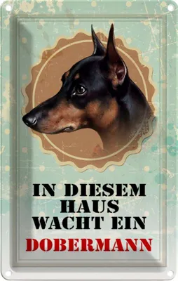 Produktbild von vianmo Blechschild 30x20 cm Hund in diesem Haus wacht ein Doberman Tier Haustier