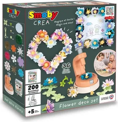 Produktbild von Smoby Kreativ Set Blumen Deko Objekte, 200 Zubehörteile, Stoffe, Blumenpresse, France