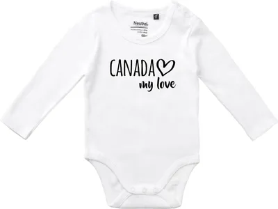 Produktbild von Huuraa Baby Body Canada my love 68 White  Baumwolle Fairtrade Langarmbody Geschenkidee