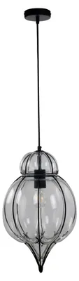 Zdjęcie produktu dla Lampa wisząca, przezroczyste szkło, czarna, D 28 cm
