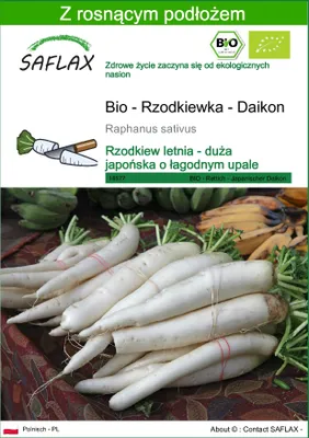 Zdjęcie produktu dla SAFLAX - Bio - Rzodkiewka - Daikon - 100 Nasiona - Z podłożem uprawowym wolnym od zarazków - Raphanus sativus