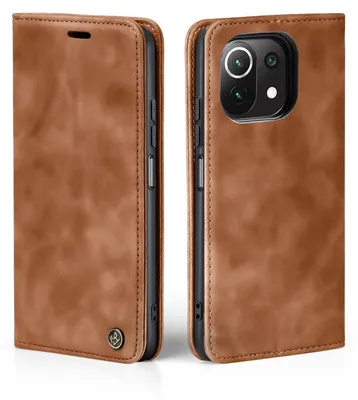 Produktbild von Handy Hülle für Xiaomi Mi 11 Lite 4G / 5G Klapphülle Bookcase Flip Cover Handy Tasche Etui Farbe: Hellbraun