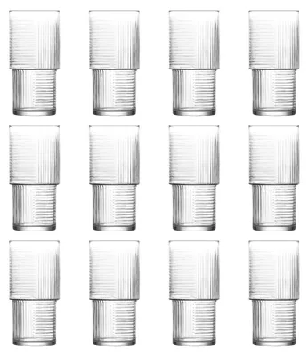 Produktbild von 12x 400ml Helen Stapelbare Highball-Gläser - Groß Spülmaschinenfest Glas Wasser Gin Saft Cocktail Trinken Hi Ball Trinkgläser Glaswaren Set - Von LAV