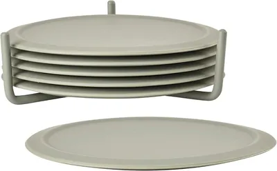 Productafbeelding van Zone Denmark, set van 6 onderzetters voor glazen - siliconen onderzetters met houder - diameter 10 cm - kleur: mud
