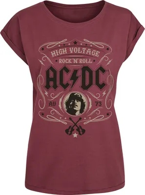 Produktbild von AC/DC T-Shirt Damen High Voltage - Rock 'N' Roll burgund M
