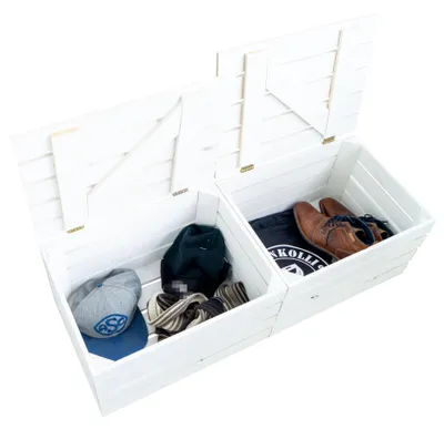 Produktbild von 2er Set Holztruhe weiss  mit Deckel  48 x 36 x 27cm