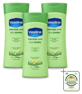 Zdjęcie produktu dla 3 sztuki balsamu do ciała Vaseline Aloe Soothe - 400 ml - zestaw ekonomiczny