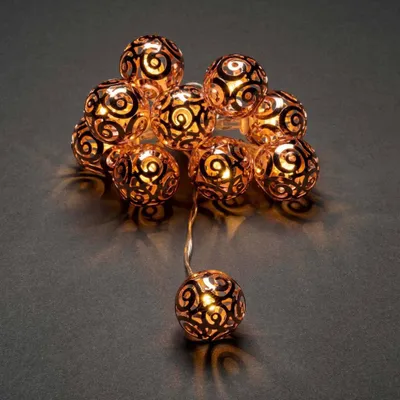 Lichtsnoer mit Motiv Bällen, 10 LEDs, 120 cm, warmweiß, Timer, Indoor