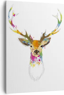 Produktbild von Bild auf Leinwand - Leinwandbild - Einteilig - Deer fantasie Graffiti Grafik - 50x70cm - Wand Bild - Wanddeko - Wandbilder - Leinwanddruck - Wanddekoration - Leinwand bilder - Wandbild - PA50x70-3161
