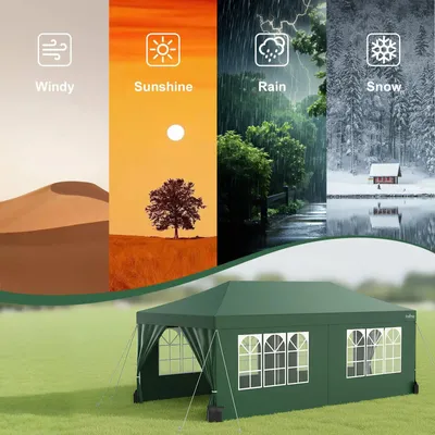 Produktbild von Gartenpavillon - Partyzelt - 3x6 m - Höhenverstellbar - Wasserdicht & UV-beständig - 4 Seitenwände - Stahlgestell Oxfordstoff Polyurethanbeschichtet
