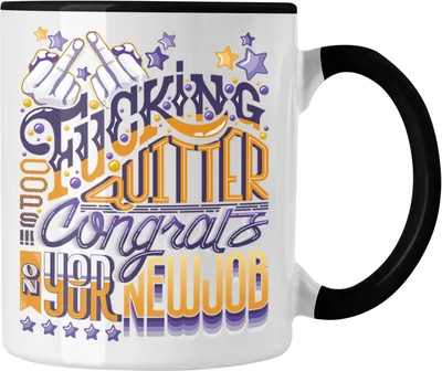 Produktbild von Trendation - Congrats On Your New Job Tasse Geschenk Jobwechsel Neuer Job Abschiedsgeschenk Changing Job (Schwarz)