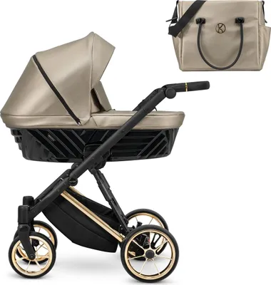 Produktbild von Kinderwagen Kunert Ivento Premium 3in1 - goldene Rahmenfarbe - Farbe: Eco Cappuccino Metallic