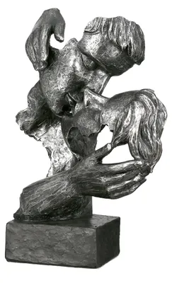 Image de Gilde Skulptur, Paar, "Addiction", Poly, schwarz, anthrazitfarben, silberfarben, VE 1, L. 12 cm, B. 18.5 cm, H. 28 cm 89315 4001250893158