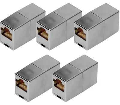 Produktbild von Digitus CAT 5e, Klasse D, RJ45 Modulare Kupplung - 5 Stk., RJ-45, RJ-45, Silber