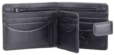 Immagine prodotto di Portafoglio da uomo Visconti in vera pelle, colore nero, con protezione RFID, dimensioni 11x9 cm