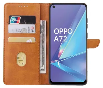 Produktbild von Geschikt voor Oppo  A72 Telefoonhoesje Kunstleer met Magnetisch lipje en Pasjeshouder Book Case  met Klepje - Bruin - Smartphonica