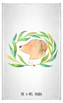 Produktbild von Mr. & Mrs. Panda Handtuch Hund Blumen - Weiß - Geschenk, Hundeliebe, Sprüche, Hunde, Gästetuch, gäste wc, Niedlich, badezimmer, Frotteetuch, Klein