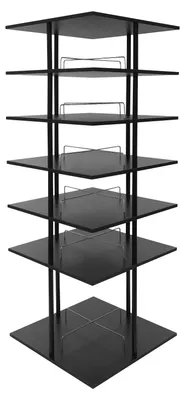 Immagine prodotto di Portascarpe - Porta scarpe girevole a 6 ripiani - Rotazione a 360° - Metallo - Torre autoportante 57x57x155 cm - Nero