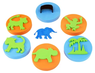 Produktbild von EDUPLAY 370017 Handflächenstempel Dschungel 6er Set, mehrfarbig
