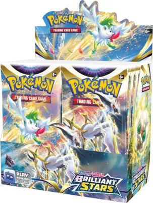 A display box of Pokemon trading card game booster packs.