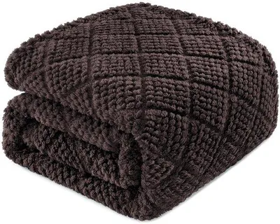Productafbeelding van Unyqoos® Wafeldeken – zachte, warme deken met een jacquardstructuur, 130 x 150 cm, koffiebruin, ideaal voor de bank en het bed
