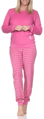 Produktbild von Normann Damen langarm Frottee Pyjama mit Bündchen in toller Optik – auch in Übergröße ; rose , 40