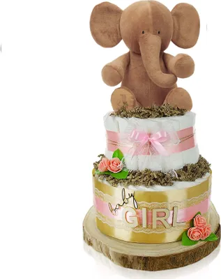 Produktbild von Große Windeltorte 2-stöckig | LITTLE PEANUT rosa