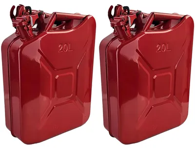 2x 20L Reserve Metallkanister Kraftstoff Benzin Diesel mit Einfüllstutzen Rot – Produktansicht