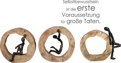 Immagine prodotto di Casablanca Skulptur, rund, "Charisma", Gruppe, Aluminium, Mangoholz, bronzefarben, naturfarben, , 3 Stück wie abgebildet, L. 7 cm, B. 19 cm, H. 19 cm 81098